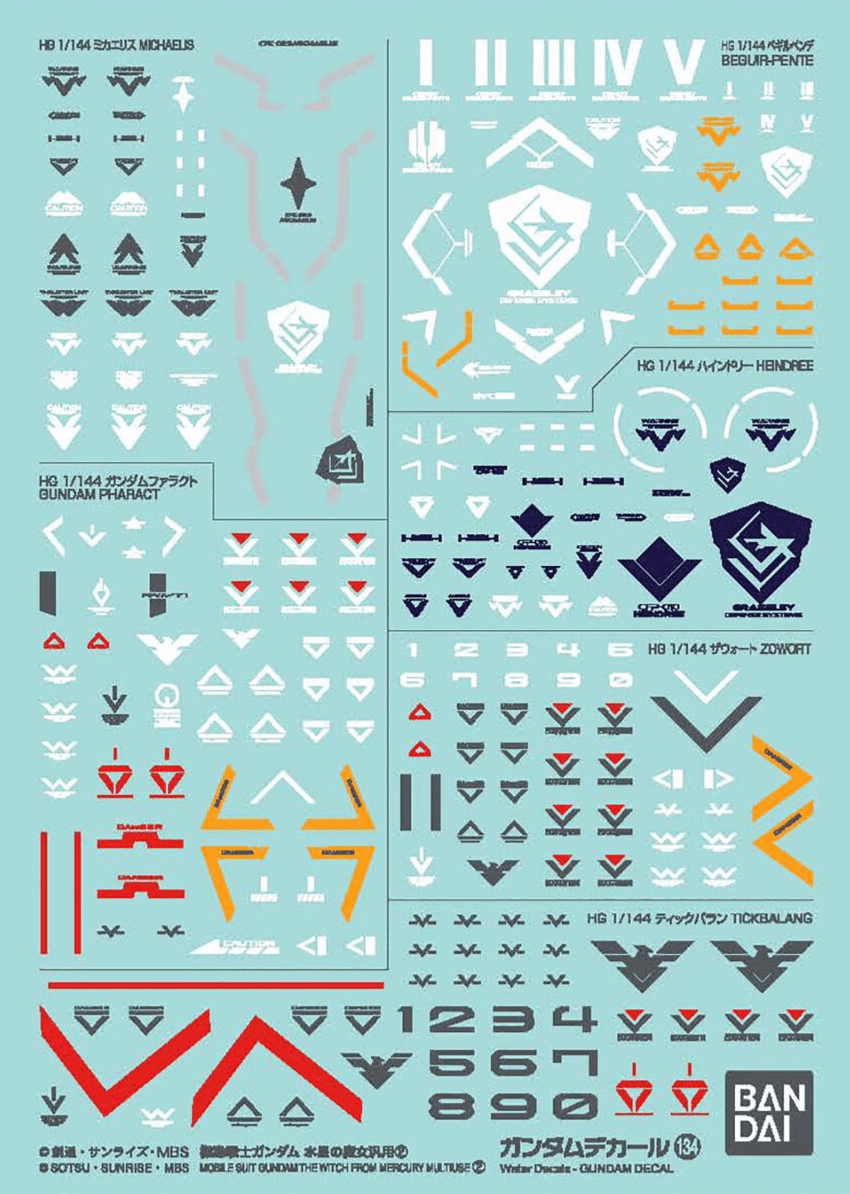 Bandai Scale Model Accessories GD-134 HG The Witch From Mercury Multiuse 2 Decal