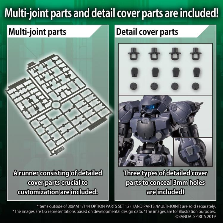 Clarksville Hobby Depot LLC Scale Model Kits 1/144 30MM Option Parts Set 12 (Hand Parts/Multi Joint)