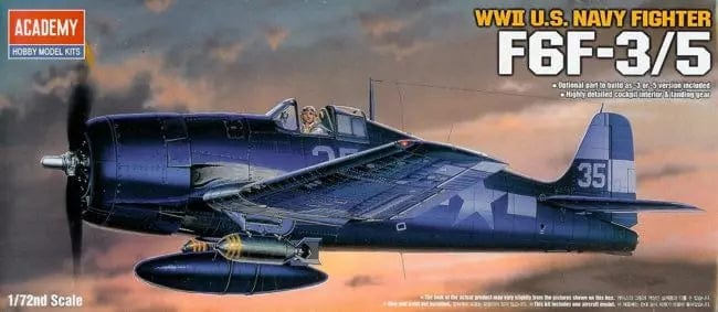 Clarksville Hobby Depot LLC Scale Model Kits 1/72 Academy WWII U.S. Navy Fighter F6F-3/5