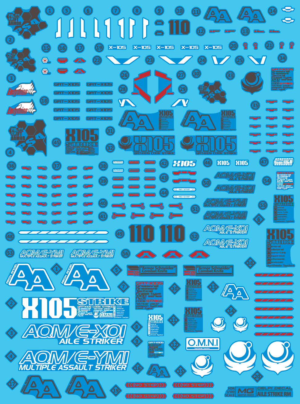 DELPI Scale Model Accessories 1/100 Delpi Decal MG Aile Strike Ver. RM