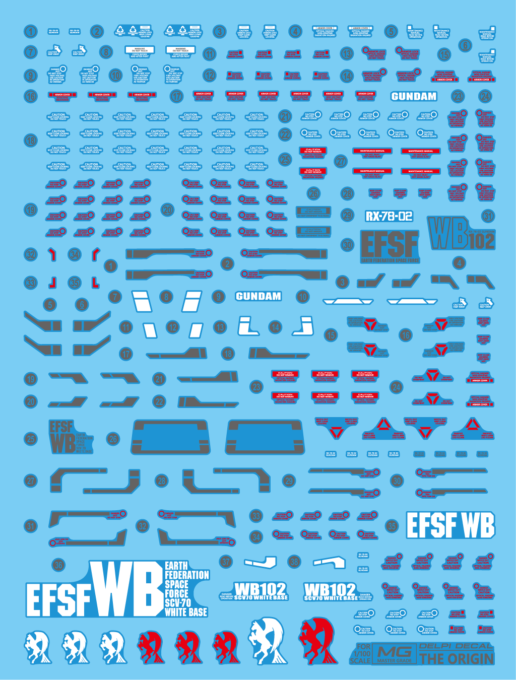 DELPI Scale Model Accessories 1/100 Delpi Decal MG RX-78-2 The Origin