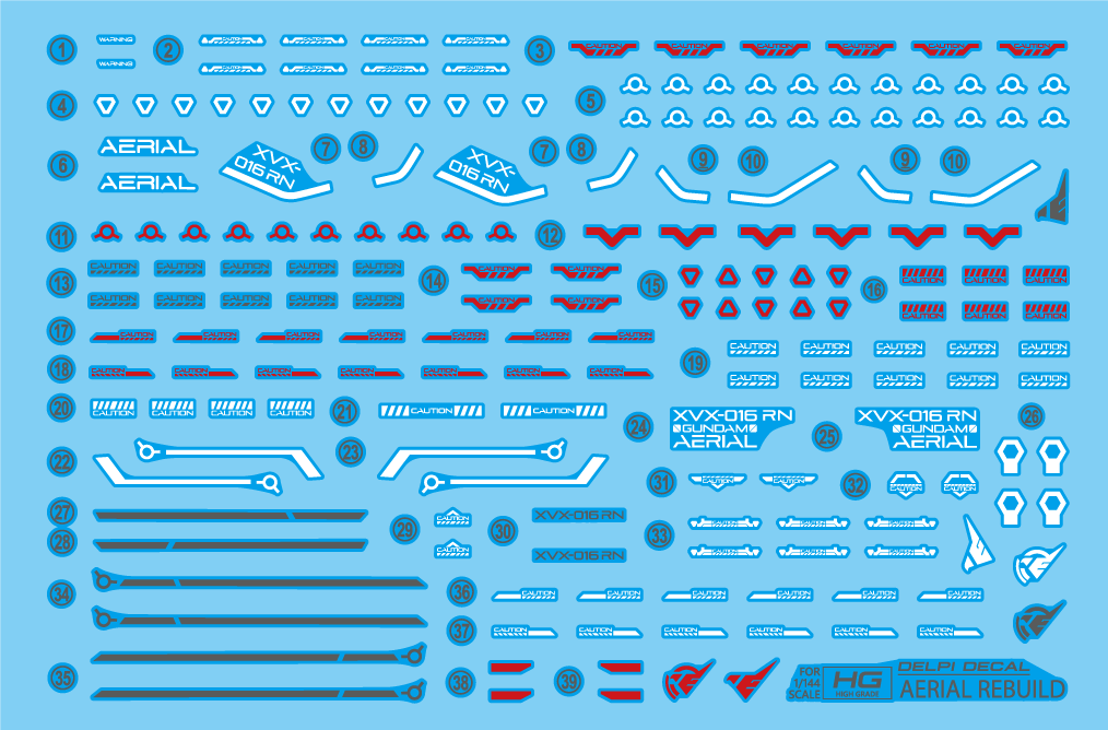 DELPI Scale Model Accessories 1/144 Delpi Decal HG Aerial Rebuild (Normal and Holo)