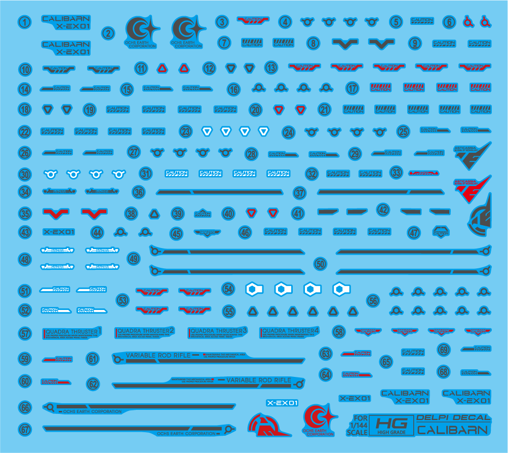 DELPI Scale Model Accessories 1/144 Delpi Decal HG Calibarn (Normal and Holo)