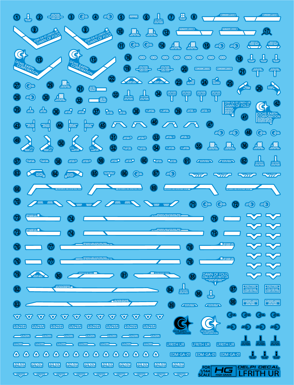 DELPI Scale Model Accessories 1/144 Delpi Decal HG Lfrith UR