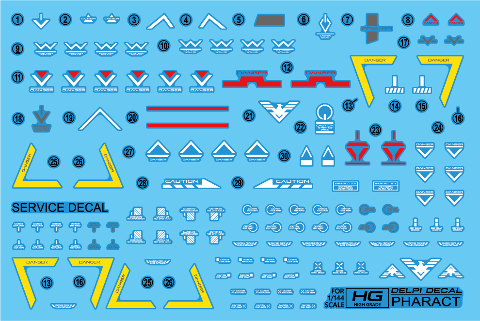 DELPI Scale Model Accessories 1/144 Delpi Decal HG Pharact