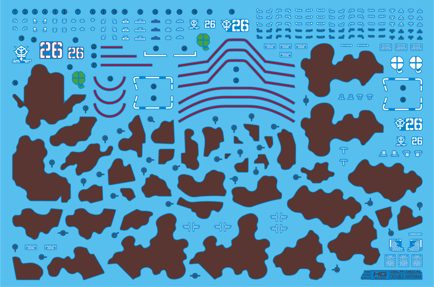 DELPI Scale Model Accessories 1/144 Delpi Decal HG The Origin DOUBLE ANTENNA (ZAKU DESERT TYPE) WATER DECAL