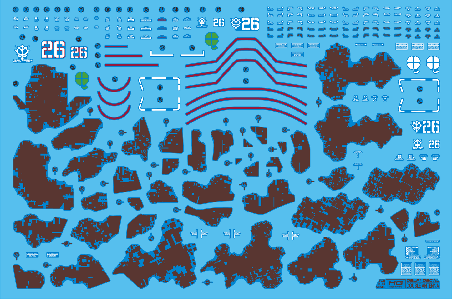 DELPI Scale Model Accessories 1/144 Delpi Decal HG The Origin DOUBLE ANTENNA (ZAKU DESERT TYPE) WATER DECAL