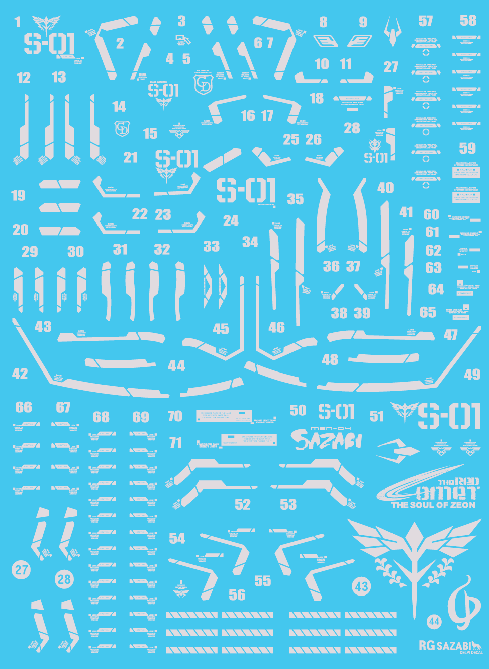 DELPI Scale Model Accessories 1/144 RG Sazabi Silver Holo Water Decal