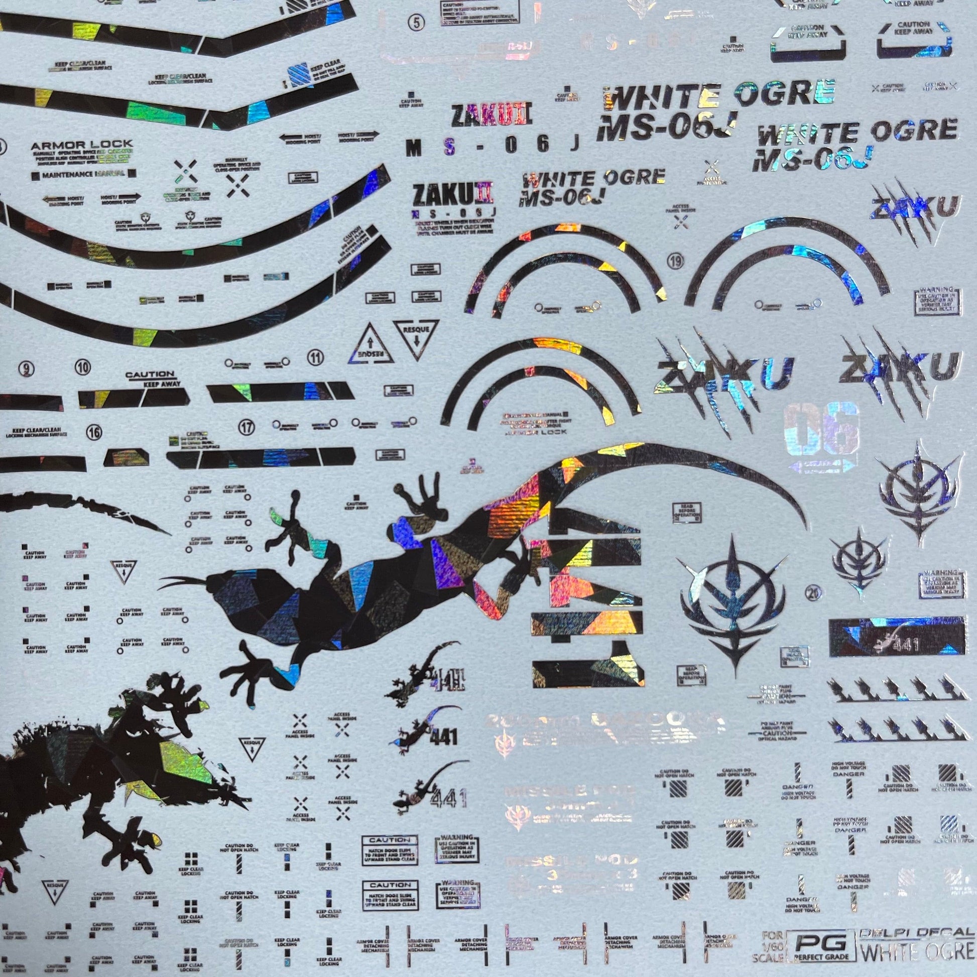 DELPI Scale Model Accessories Holo 1/60 Delpi Decal PG White Ogre (Normal and Holo)