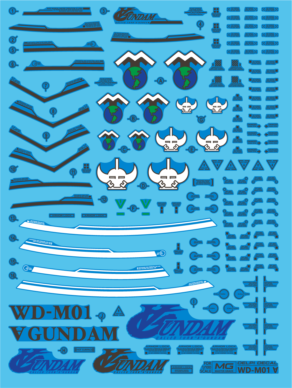 DELPI Scale Model Accessories Normal 1/100 Delpi Decal MG Turn A (Normal and Holo)