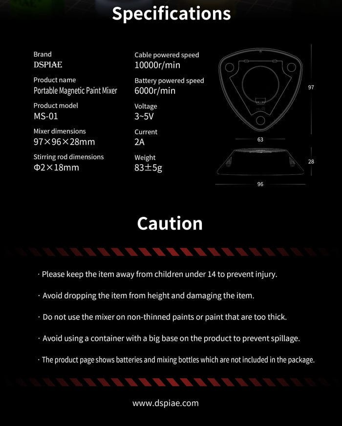 DSPIAE Scale Model Accessories DSPIAE MS-01 LE Charybdis Portable Magnetic Paint Mixer