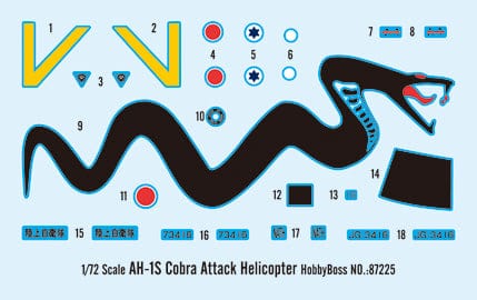 Hobby Boss Scale Model Kits 1/72 Hobby Boss AH-1S Cobra Attack Helicopter