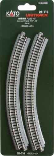 Kato Toy Train Accessories Kato N Scale 20-110 282mm (11') Radius 45 Curve Track R282-45 - 4Pcs