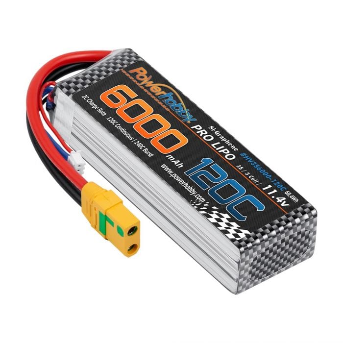 Power Hobby Batteries Power Hobby 3S 11.4V 6000mAh 120C Graphene + HV LiPo Battery with XT90 Plug