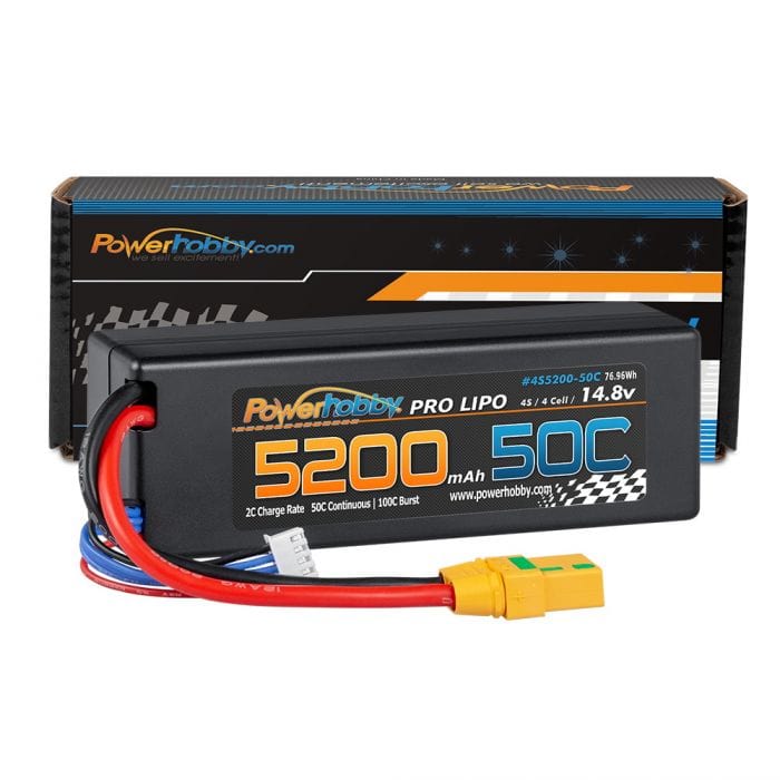 Power Hobby Batteries Power Hobby 4S 14.8V 5200mAh 50C LiPo Battery with XT90 Plug, Hard Case LCG 50C Continuous / 100C Brust