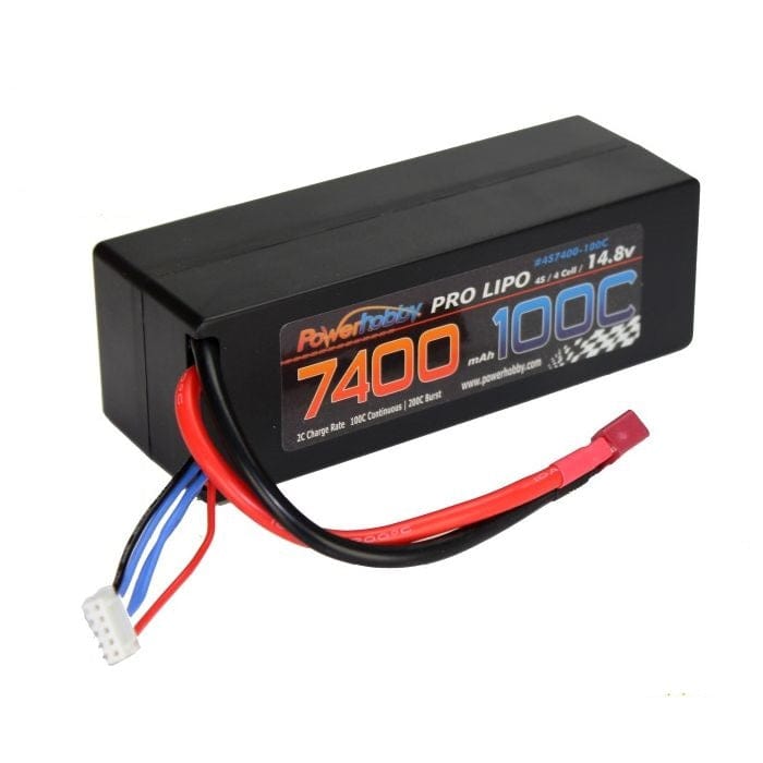 Power Hobby Batteries Power Hobby 4S 14.8V 7400mAh 100C Hard Case LiPo Battery, w/ Deans T-Plug Connector