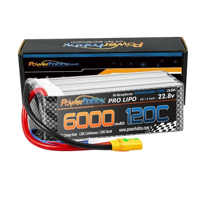 Power Hobby Batteries Power Hobby 6S 22.8V 6000mAh 120C Graphene+ HV LiPo Battery with XT90 Plug 120C Continous / 140C Burst