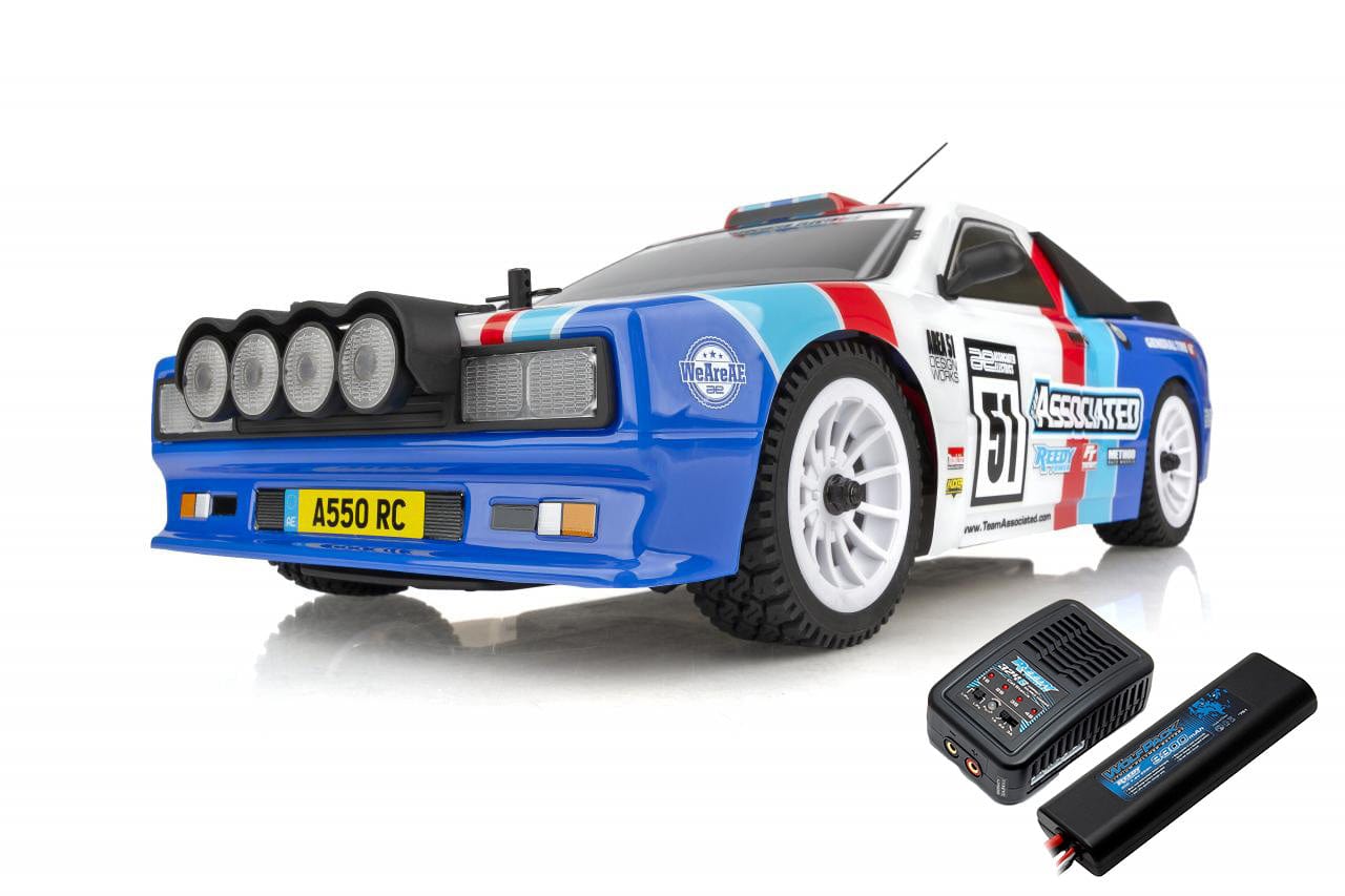 Team Associated Remote Control Cars & Trucks 1/10 Team Associated Apex2 Sport, A550 Rally Car RTR LiPo Combo