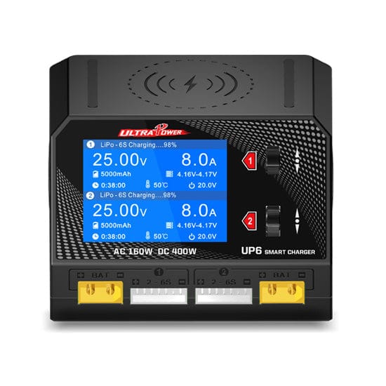 Ultra Power Battery Charger Ultra Power UP6 AC 160W / DC 400W Dual Port Multi Chemistry AC/DC Charger