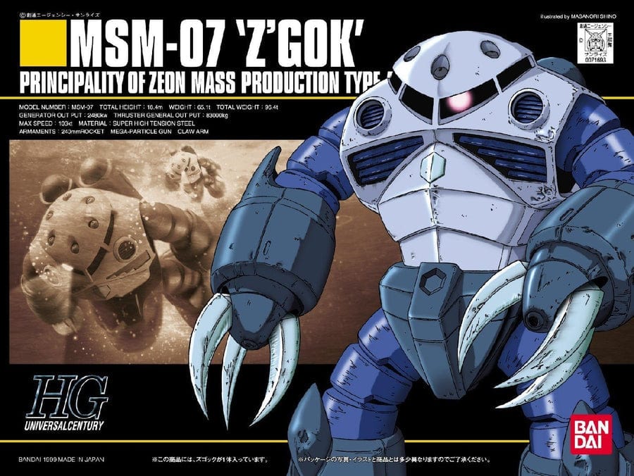 BAN Scale Model Kits 1/144 HGUC #6 MSM-07 Z'Gok