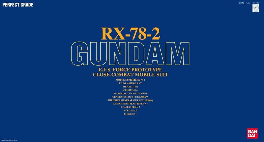 BAN Scale Model Kits Rx-78-2 Gundam PG