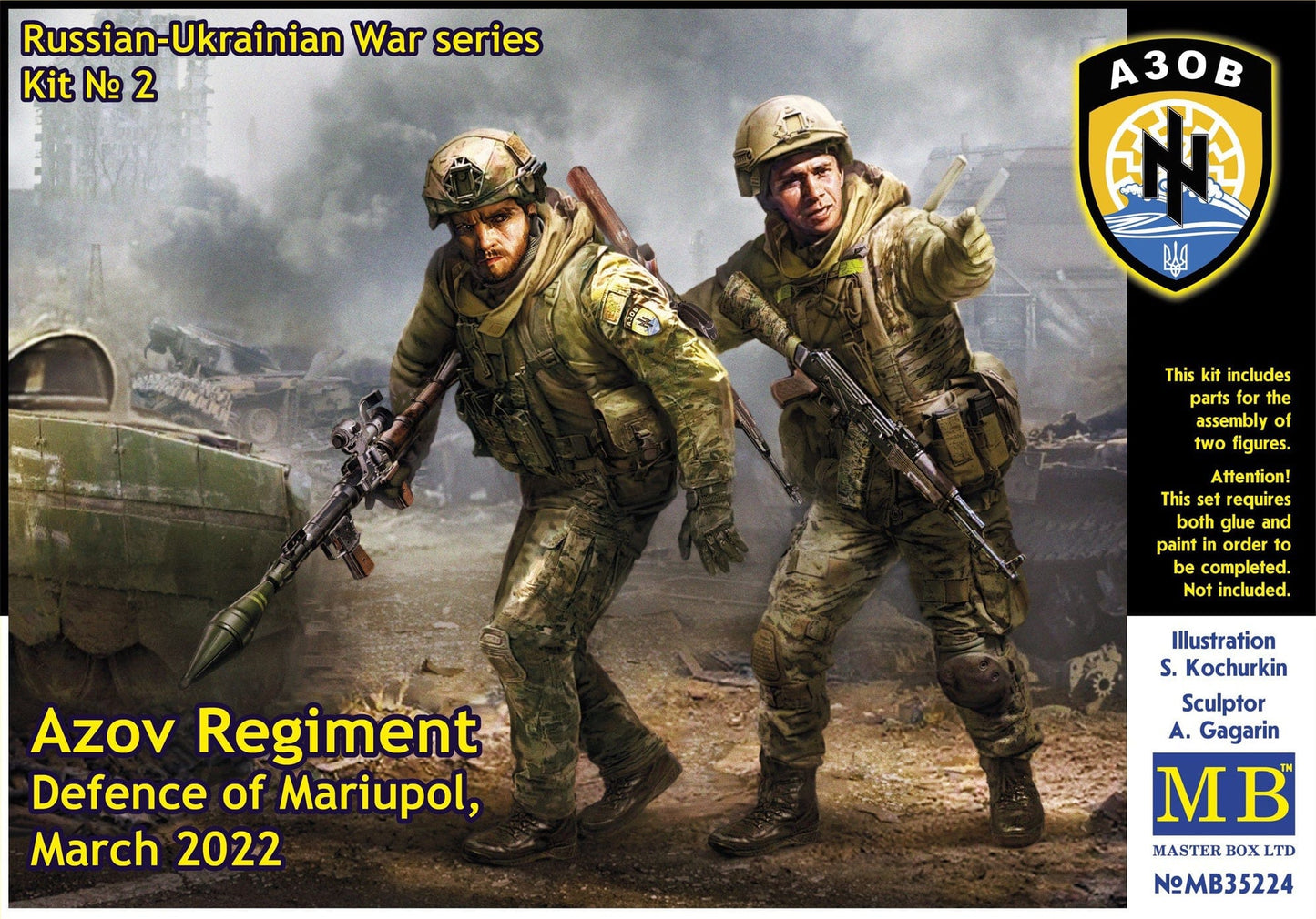Clarksville Hobby Depot LLC Scale Model Kits 1/35 Master Box Ltd. Ukrainian Soldiers Azov Regiment, Defence of Mariupol, March 2022 Kit #2