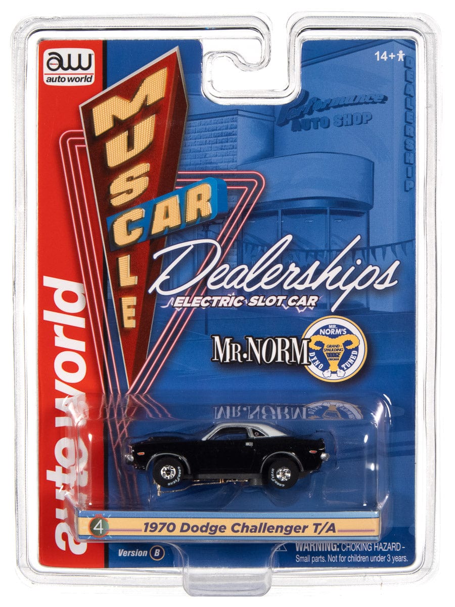 Clarksville Hobby Depot LLC Thunderjet Mr. Norm's Grand Spaulding Dodge - 1970 Dodge Challenger T/A (Black) Autoworld Muscle Car Dealership Thunderjet