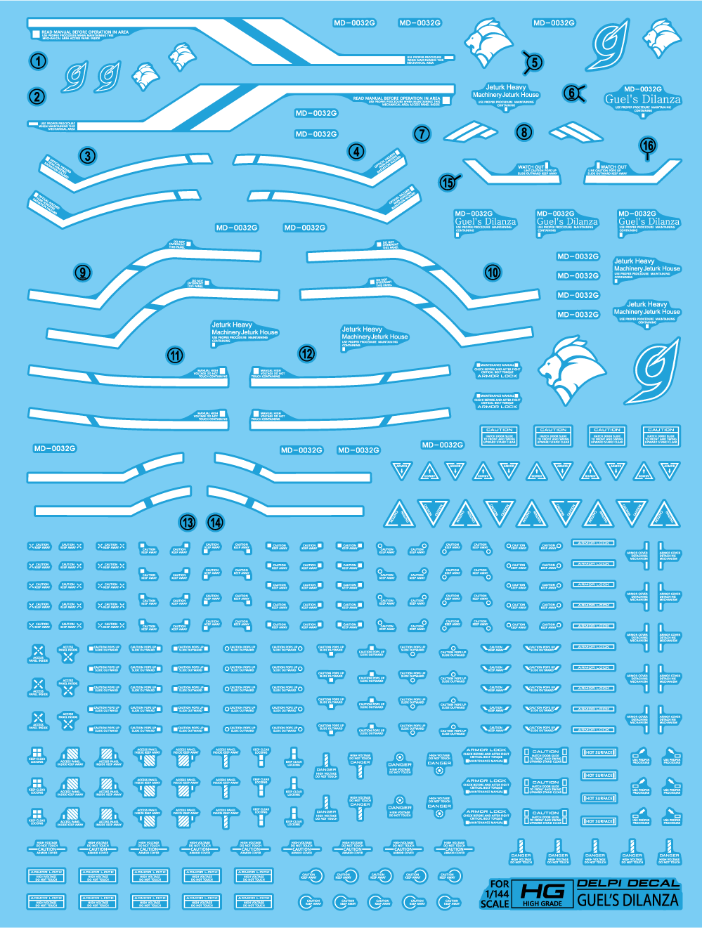 DELPI Scale Model Accessories 1/144 Delpi Decal HG Guel's Dilanza Water Decal (Normal and Luminous)