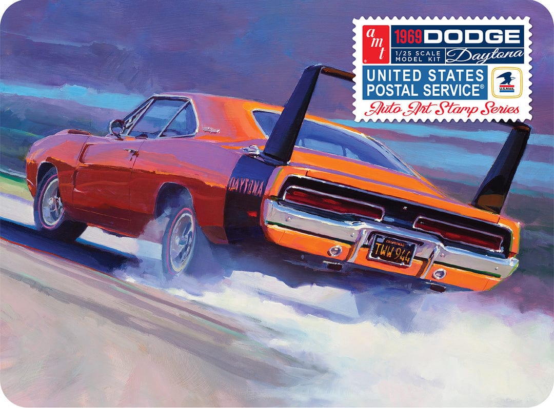 AMT Scale Model Kits 1/25 AMT 1969 Dodge Charger Daytona USPS Stamp Series Collector Tin