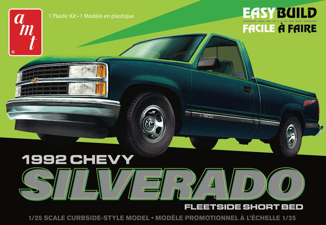 AMT Scale Model Kits 1/25 AMT 1992 Chevy Silverado Shortbed Fleetside Pickup Easy Build