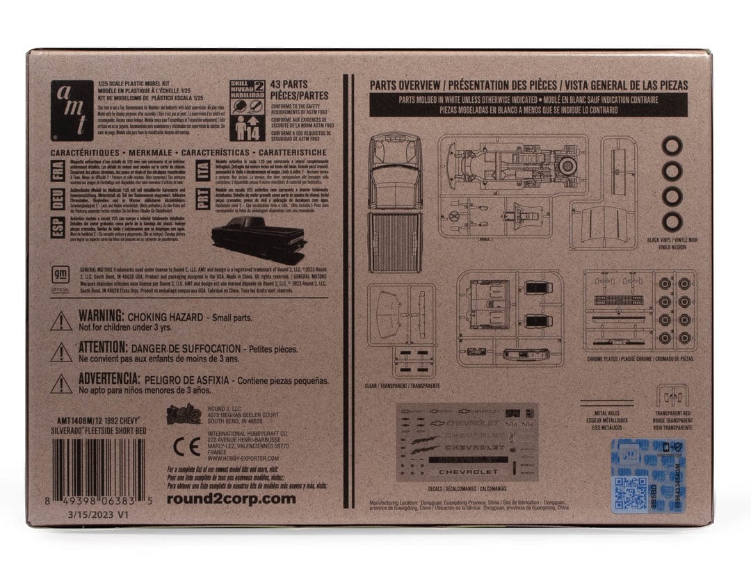 AMT Scale Model Kits 1/25 AMT 1992 Chevy Silverado Shortbed Fleetside Pickup Easy Build