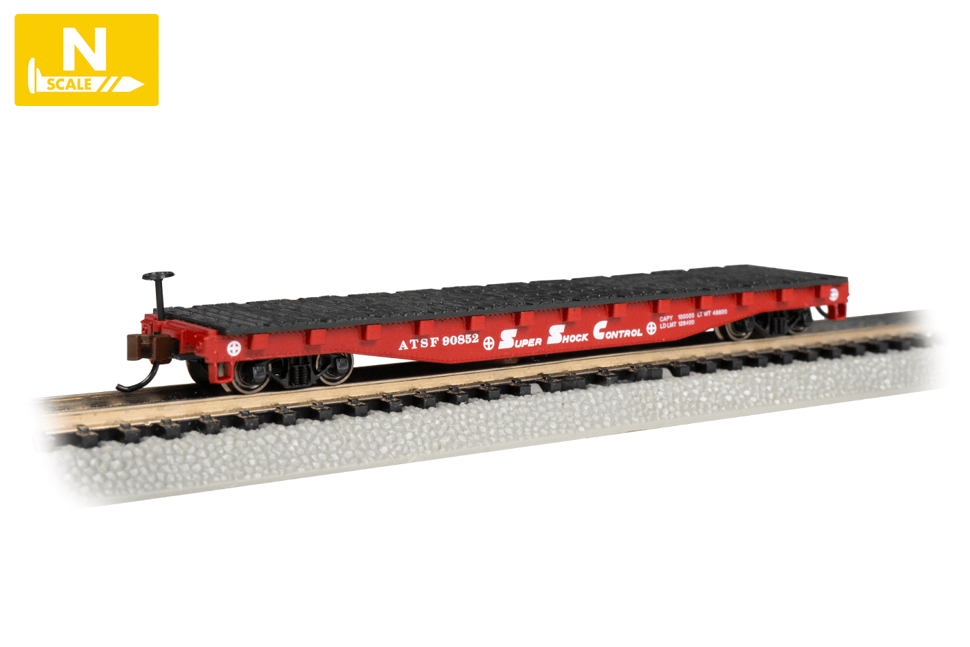 Bachmann Toy Trains & Train Sets Bachmann N Scale 52' Flatcar - Santa Fe #90852