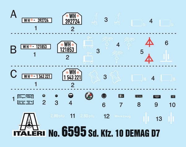 Clarksville Hobby Depot LLC Scale Model Kits 1/35 Italeri Sd. Kfz. 10 Demag D7 with 7,5cm leIG 18 and crew