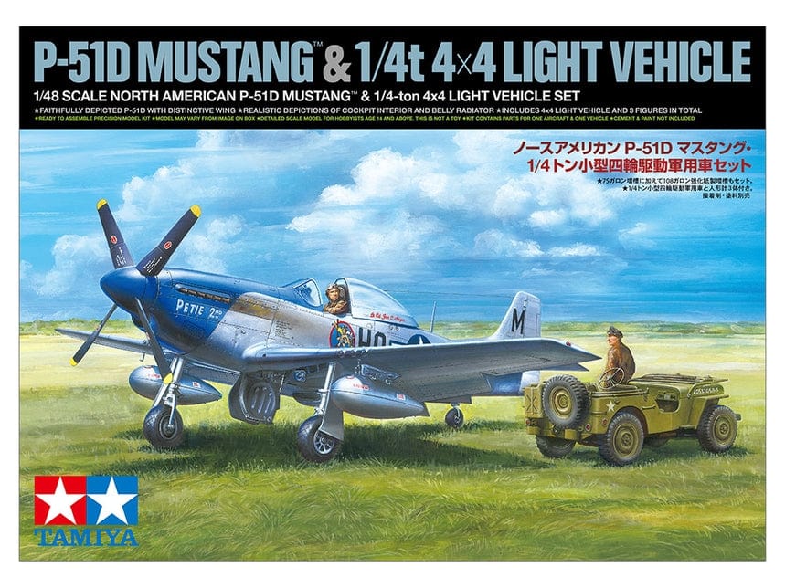 Clarksville Hobby Depot LLC Scale Model Kits 1/48 Tamiya North American P-51D Mustang & 1/4 ton 4x4 Light Vehicle Set