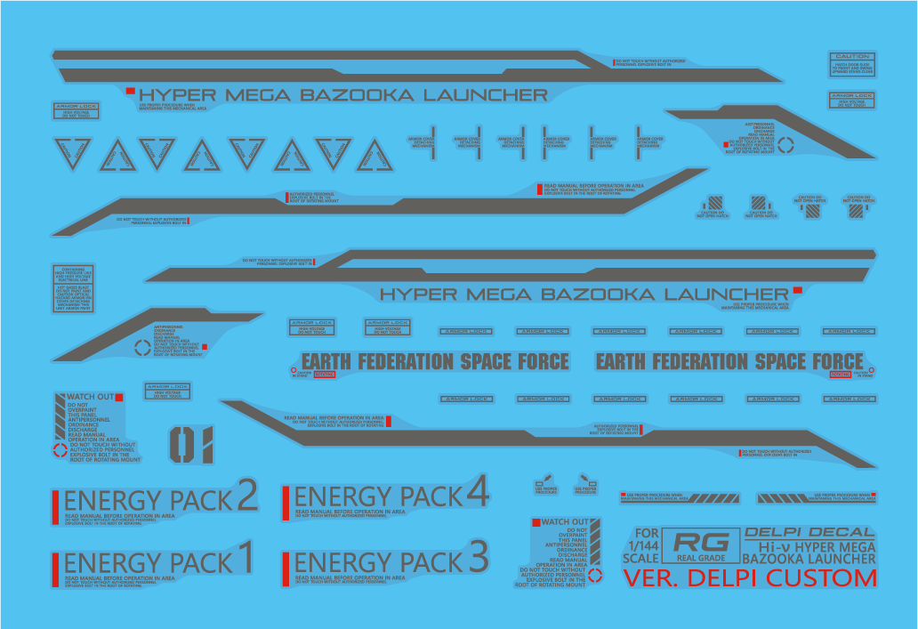 DELPI Scale Model Accessories Delpi Ver. Normal 1/144 RG Delpi Ver. RX-93-2 Hi Nu Hyper Mega Launcher (Normal and Holo) Water Decal