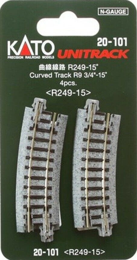 Kato Toy Train Accessories Kato N Scale 20-101 249mm (9 3/4') 15 Curve Track R249-15 - 4pcs
