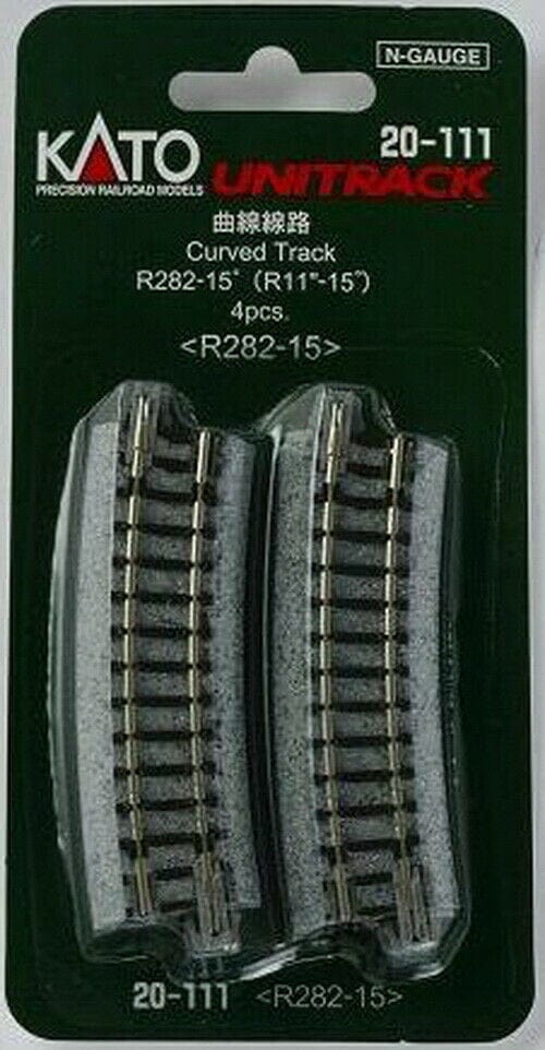 Kato Toy Train Accessories Kato N Scale 20-111 282mm (11') Radius 15 Curve Track R282-15 - 4Pcs