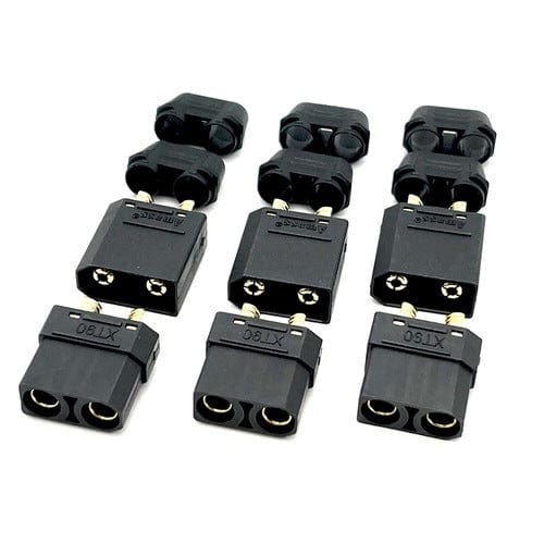 Maclan Remote Control Toy Accessories Maclan XT90 Battery Connectors, Black, w/ 3 Female + 3 Male Plugs