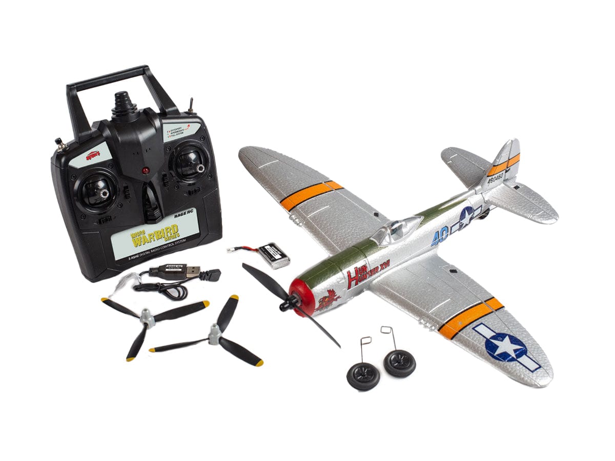 Rage RC Remote Control Planes Rage RC P-47 Thunderbolt Micro RTF Airplane with PASS (Pilot Assist Stability Software) System