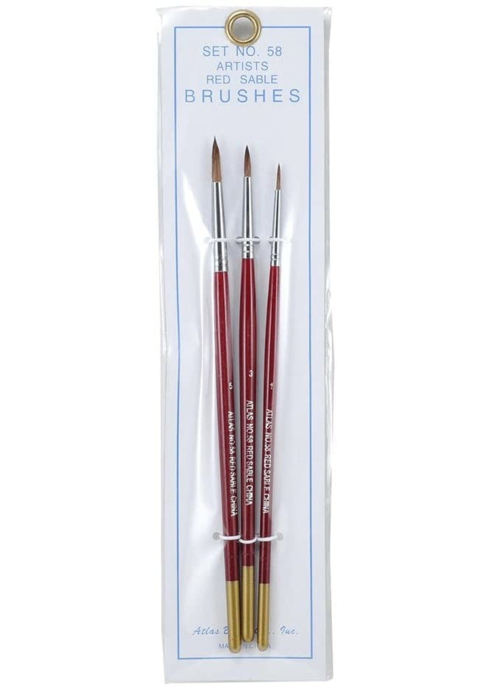 Atlas Brush Co. 58 - Red Sable 3 Piece Brush Set, 1-3-5 – Clarksville ...