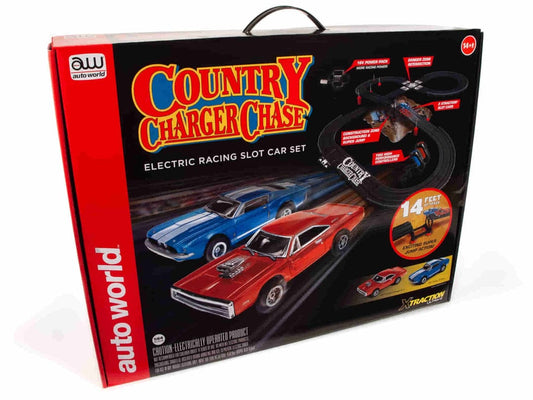 Auto World Hobbies & Creative Arts Auto World HO Scale 14' Country Charger Chase Slot Race Set