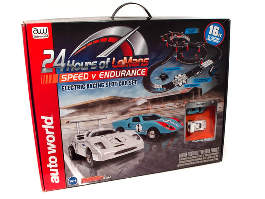 Auto World Hobbies & Creative Arts Auto World HO Scale 16' 24 Hours of Lemans Speed V Endurance Slot Race Set