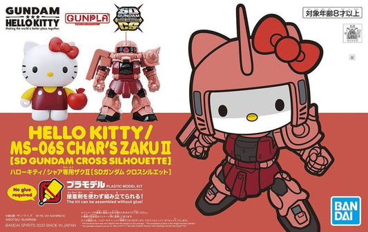 BAN Scale Model Kits Hello Kitty x SD Gundam Cross Silhouette MS-06S Char's Zaku II Model Kit