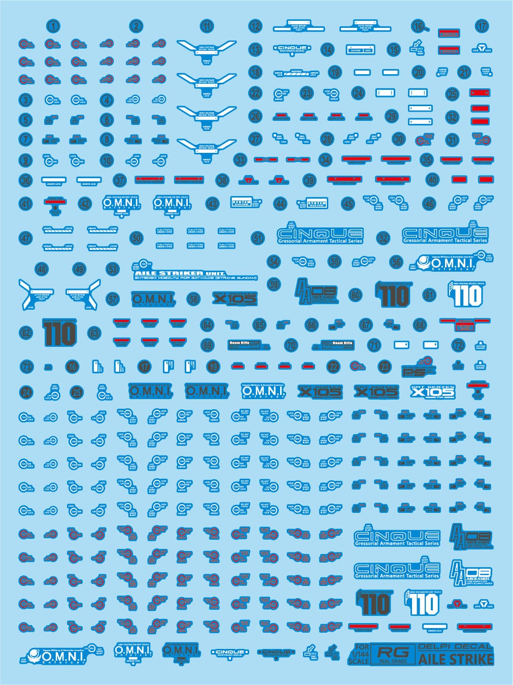 DELPI Scale Model Accessories 1/144 Delpi Decal RG Aile Strike Water Decal