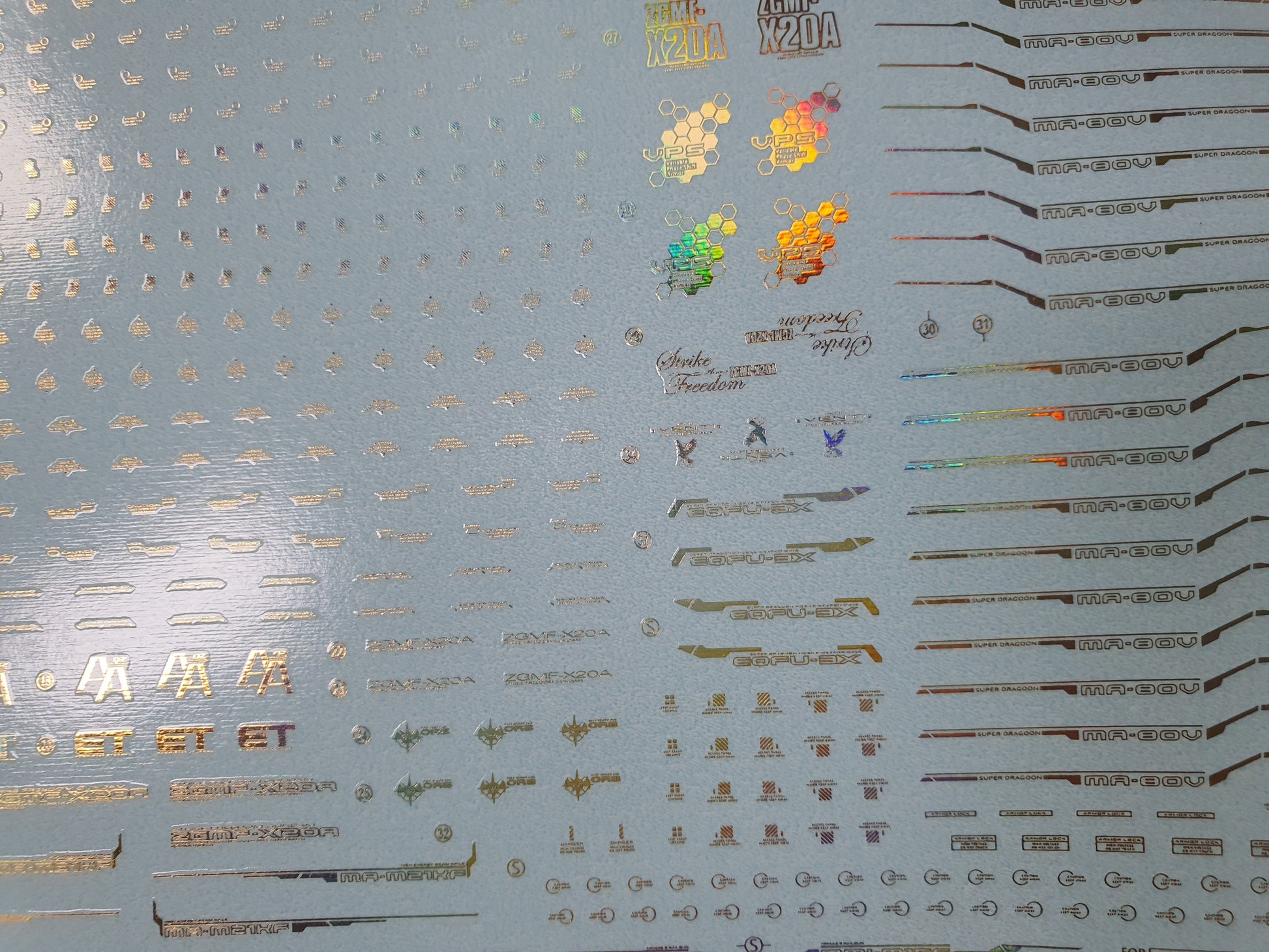 DELPI Scale Model Accessories Gold Holo 1/100 Delpi Decal MGEX Strike Freedom Water Decal