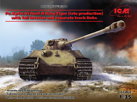 ICM Scale Model Kits 1/35 ICM WWII German Heavy Tank Pz.Kpfw.VI Ausf.B King Tiger (late production) with full interior