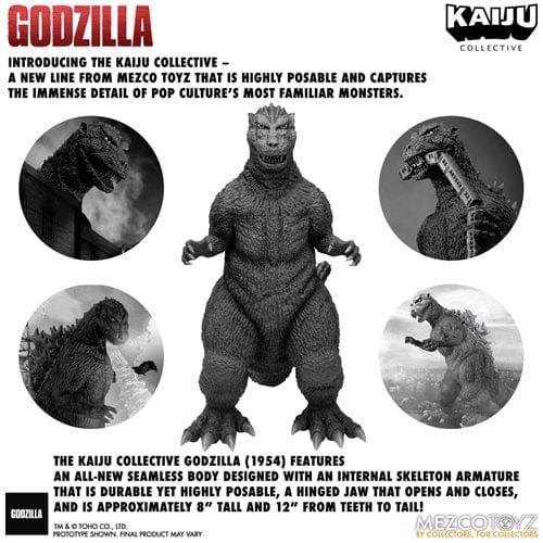 Mezco Toys Kaiju Collective Godzilla (1954) Black and White